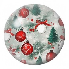 Cabochon en Verre Illustré Boules Rouges et Sapins Argentés 12 à 25mm pour la Création de Bijoux Fantaisie - DIY