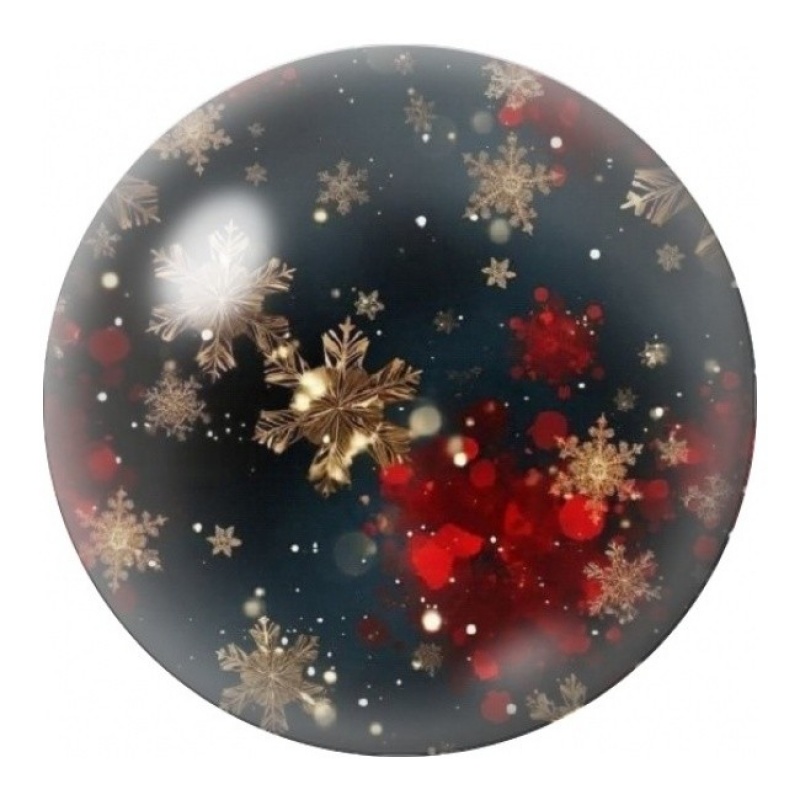 Cabochon en Verre Illustré Flocons Rouges et Dorés 12 à 25mm