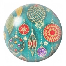 Cabochon en Verre Illustré Boules de Noël Rétro 12 à 25mm pour la Création de Bijoux Fantaisie - DIY