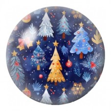 Cabochon en Verre Illustré Sapins Colorés de Noël 12 à 25mm pour la Création de Bijoux Fantaisie - DIY