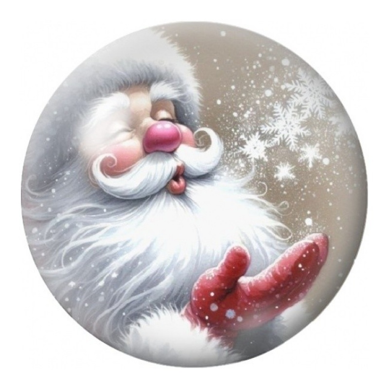 Cabochon en Verre Illustré Père Noël aux Moufles Rouges 12 à 25mm