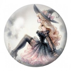 Cabochon en Verre Illustré Sorcière Élégante 12 à 25mm pour la Création de Bijoux Fantaisie - DIY
