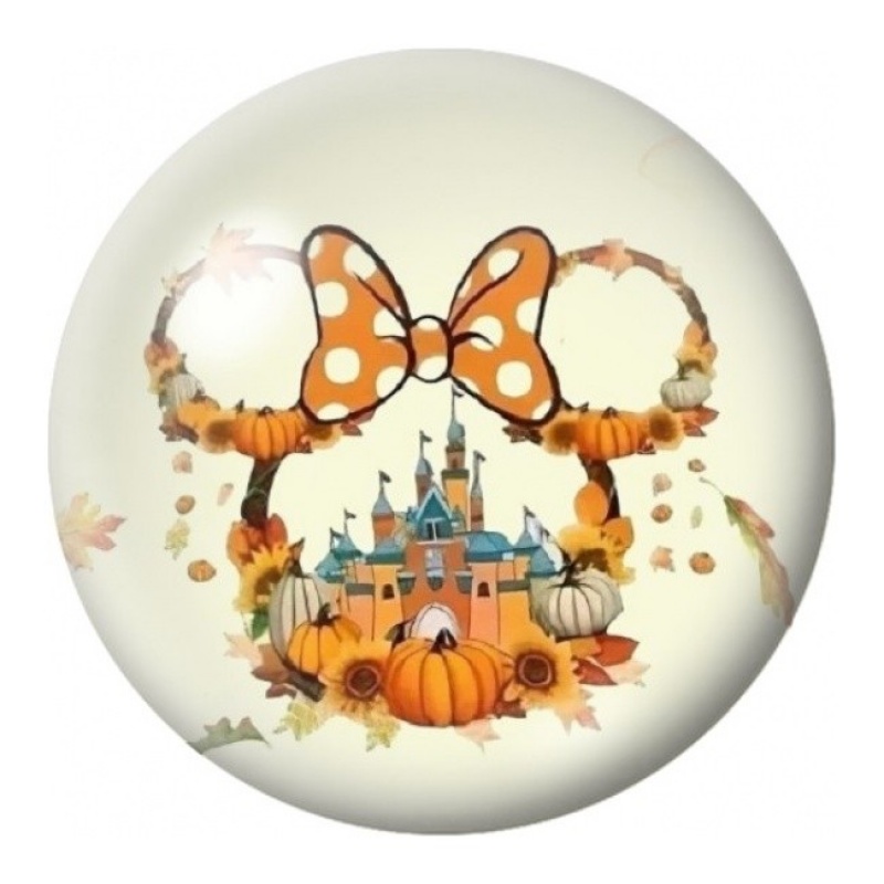 Cabochon en Verre Illustré Nœud à Pois et Citrouilles 12 à 25mm