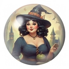 Cabochon en Verre Illustré Sorcière à la Potion 12 à 25mm pour la Création de Bijoux Fantaisie - DIY
