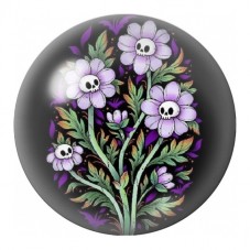 Cabochon en Verre Illustré Fleurs aux Crânes 12 à 25mm pour la Création de Bijoux Fantaisie - DIY
