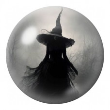 Cabochon en Verre Illustré Silhouette de Sorcière dans la Brume 12 à 25mm pour la Création de Bijoux Fantaisie - DIY
