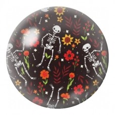 Cabochon en Verre Illustré Squelettes dansants et Fleurs 12 à 25mm pour la Création de Bijoux Fantaisie - DIY