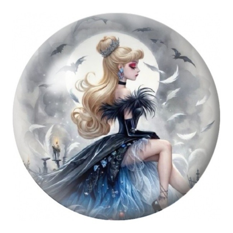 Cabochon en Verre Illustré Princesse Bleue d’Halloween 12 à 25mm