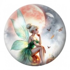Cabochon en Verre Illustré Fée sur une Citrouille 12 à 25mm pour la Création de Bijoux Fantaisie - DIY