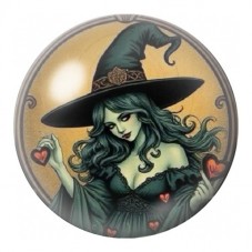 Cabochon en Verre Illustré Sorcière Verte 12 à 25mm pour la Création de Bijoux Fantaisie - DIY