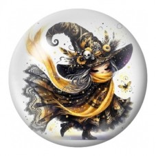 Cabochon en Verre Illustré Sorcière Noire et Dorée 12 à 25mm pour la Création de Bijoux Fantaisie - DIY