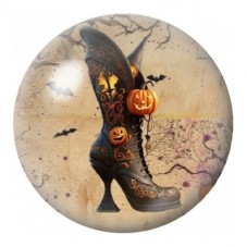 Cabochon en Verre Illustré Botte de Sorcière aux Citrouilles 12 à 25mm pour la Création de Bijoux Fantaisie - DIY