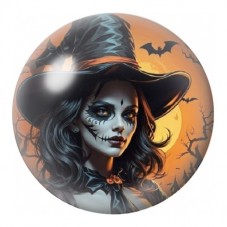 Cabochon en Verre Illustré Sorcière au Maquillage Squelette 12 à 25mm pour la Création de Bijoux Fantaisie - DIY