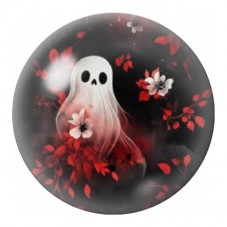 Cabochon en Verre Illustré Fantôme aux Fleurs Rouges 12 à 25mm pour la Création de Bijoux Fantaisie - DIY