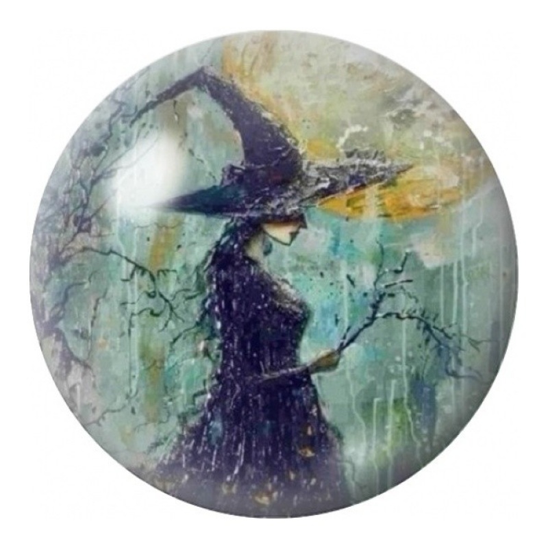 Cabochon en Verre Illustré Sorcière sous la Pluie 12 à 25mm