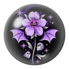 Cabochon en Verre Illustré Fleur Monstrueuse Violette 12 à 25mm pour la Création de Bijoux Fantaisie - DIY