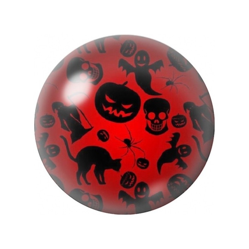 Cabochon en Verre Illustré Silhouettes Rouges d’Halloween 12 à 25mm