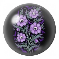 Cabochon en Verre Illustré Bouquet Violet aux Crânes 12 à 25mm pour la Création de Bijoux Fantaisie - DIY