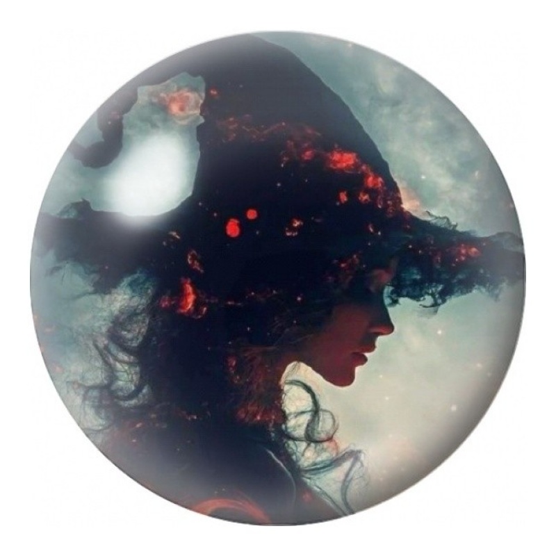 Cabochon en Verre Illustré Profil de Sorcière sous la Lune 12 à 25mm
