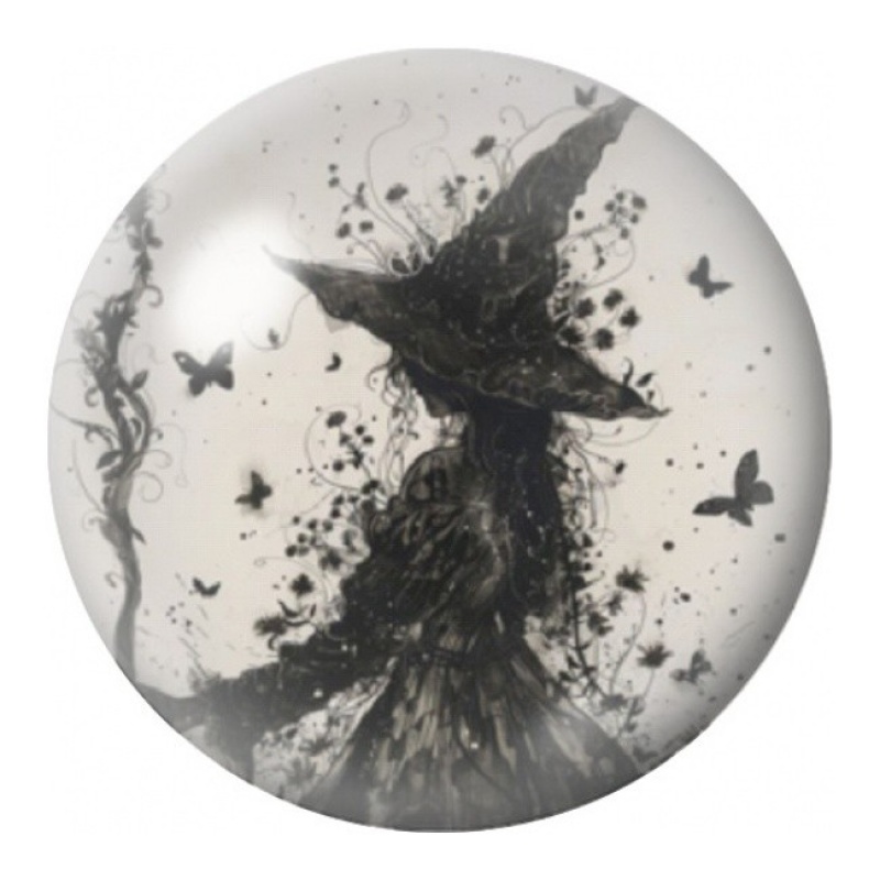 Cabochon en Verre Illustré Sorcière en Éclats d’Encre 12 à 25mm