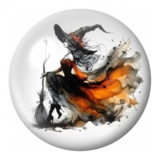 Cabochon en Verre Illustré Sorcière Volant dans les Flammes 12 à 25mm pour la Création de Bijoux Fantaisie - DIY