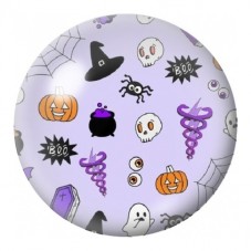 Cabochon en Verre Illustré Symboles d’Halloween sur Lilas 12 à 25mm pour la Création de Bijoux Fantaisie - DIY