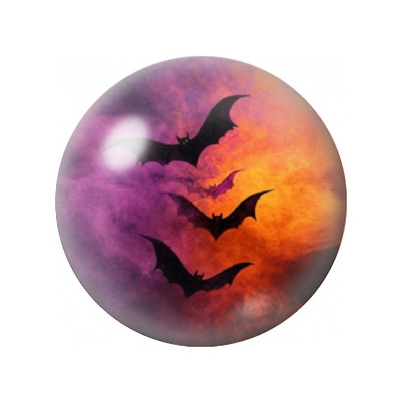 Cabochon en Verre Illustré Chauves-Souris au Ciel de Feu 12 à 25mm