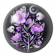 Cabochon en Verre Illustré Fantômes dans les Fleurs Violettes 12 à 25mm pour la Création de Bijoux Fantaisie - DIY
