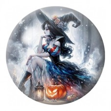 Cabochon en Verre Illustré Sorcière au Miroir Enchanté 12 à 25mm pour la Création de Bijoux Fantaisie - DIY