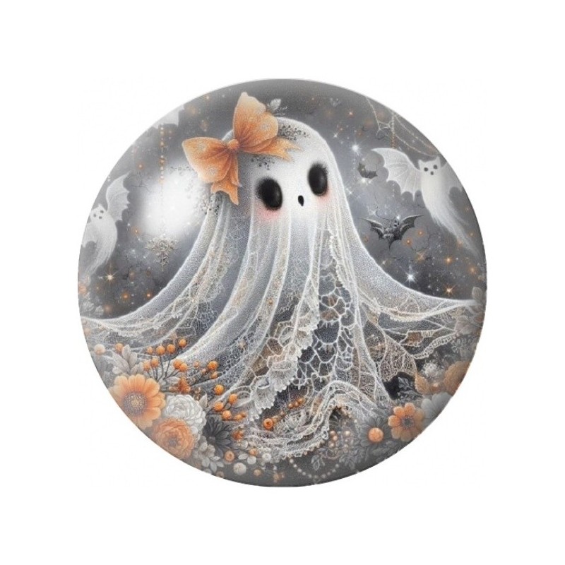 Cabochon en Verre Illustré Fantôme en Dentelle d’Automne 12 à 25mm