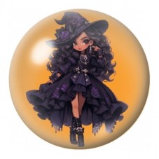 Cabochon en Verre Illustré Petite Sorcière en Robe Violette 12 à 25mm pour la Création de Bijoux Fantaisie - DIY