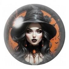 Cabochon en Verre Illustré Portrait de Sorcière au Chapeau Noir 12 à 25mm pour la Création de Bijoux Fantaisie - DIY