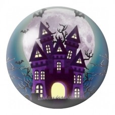 Cabochon en Verre Illustré Maison Hantée Violette 12 à 25mm pour la Création de Bijoux Fantaisie - DIY