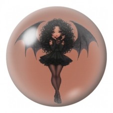 Cabochon en Verre Illustré Jeune Démone aux Ailes Noires 12 à 25mm pour la Création de Bijoux Fantaisie - DIY