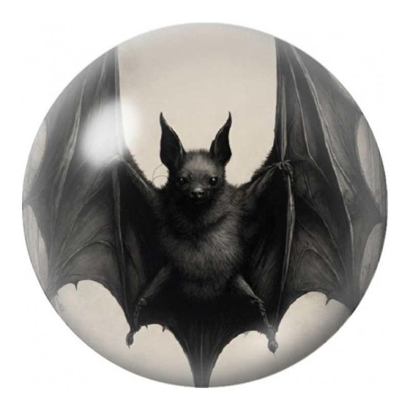 Cabochon en Verre Illustré Chauve-Souris Noire 12 à 25mm