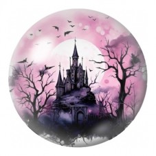 Cabochon en Verre Illustré Château Gothique sous la Lune Rose 12 à 25mm pour la Création de Bijoux Fantaisie - DIY