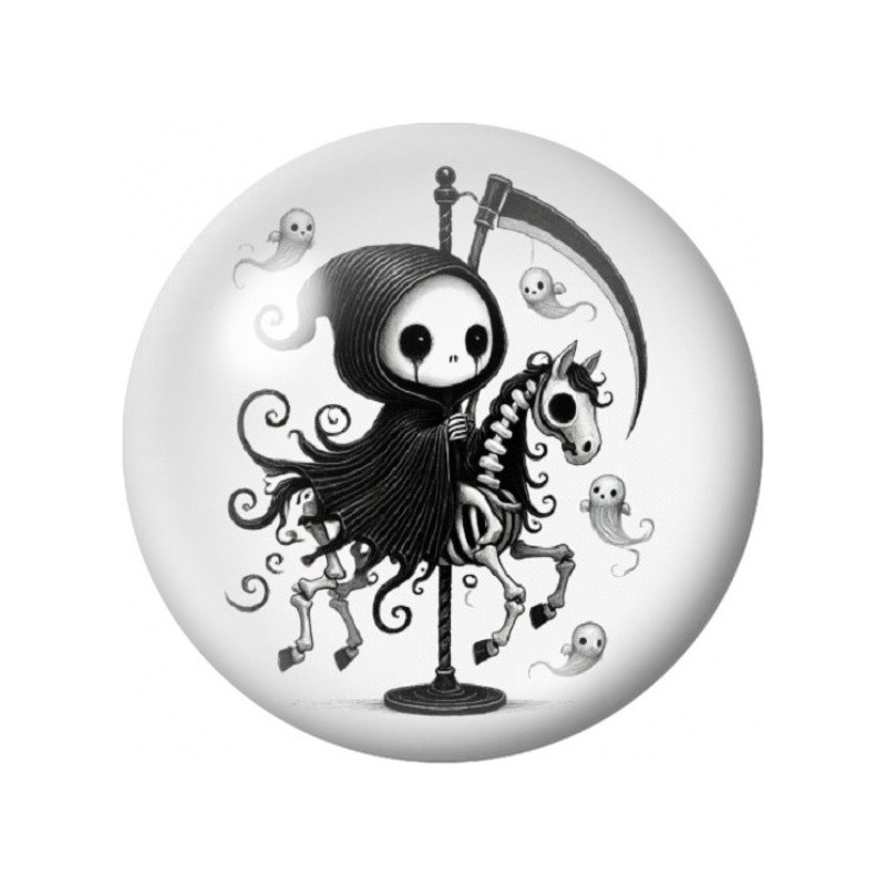 Cabochon en Verre Illustré Petite Faucheuse Fantaisie 12 à 25mm
