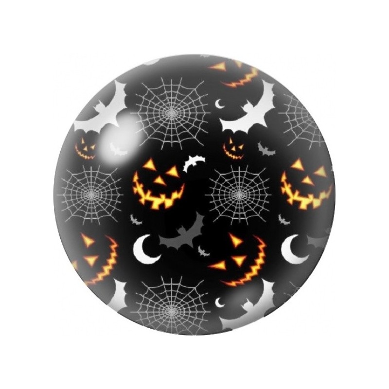 Cabochon en Verre Illustré Citrouilles et Toiles d’Araignée 12 à 25mm