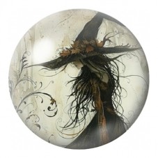 Cabochon en Verre Illustré Sorcière aux Cheveux d’Encre 12 à 25mm pour la Création de Bijoux Fantaisie - DIY