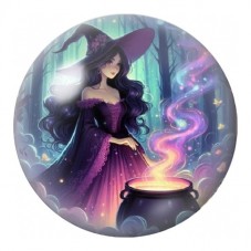 Cabochon en Verre Illustré Sorcière au Chaudron Magique 12 à 25mm pour la Création de Bijoux Fantaisie - DIY