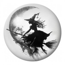 Cabochon en Verre Illustré Sorcière Volant en Noir et Blanc 12 à 25mm pour la Création de Bijoux Fantaisie - DIY