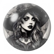 Cabochon en Verre Illustré Portrait de Sorcière en Noir et Blanc 12 à 25mm pour la Création de Bijoux Fantaisie - DIY