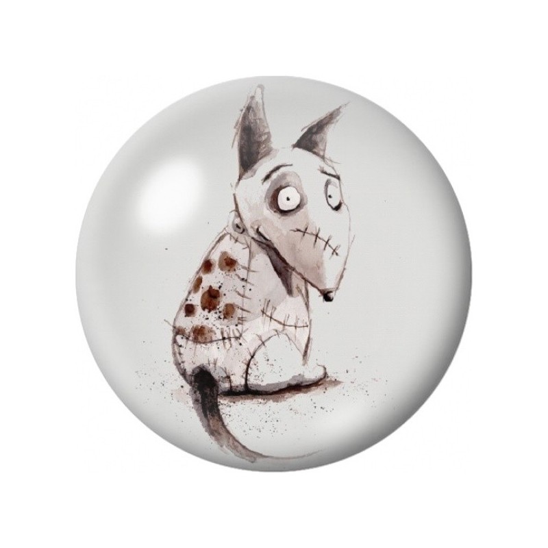 Cabochon en Verre Illustré Chien Cousu Fantastique 12 à 25mm