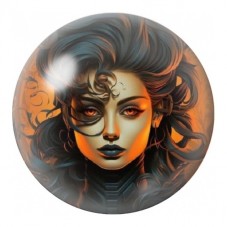 Cabochon en Verre Illustré Femme au Visage de Feu 12 à 25mm pour la Création de Bijoux Fantaisie - DIY