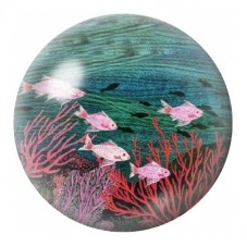 Cabochon en Verre Illustré Poissons Roses dans les Coraux 12 à 25mm pour la Création de Bijoux Fantaisie - DIY