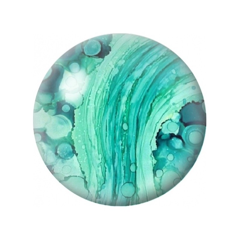 Cabochon en Verre Illustré Vague Turquoise Abstraite 12 à 25mm