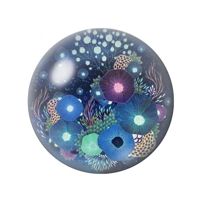 Cabochon en Verre Illustré Fleurs Lumineuses des Abysses 12 à 25mm