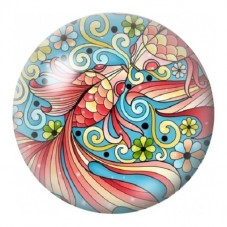 Cabochon en Verre Illustré Poisson Tropical aux Volutes 12 à 25mm pour la Création de Bijoux Fantaisie - DIY
