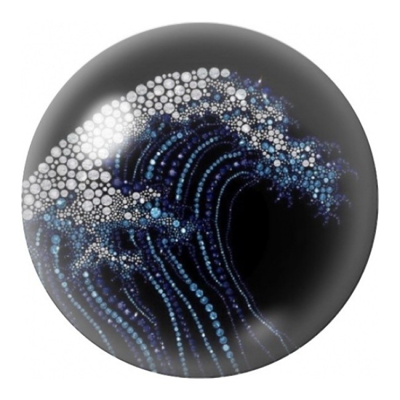 Cabochon en Verre Illustré Vague Nocturne en Perles 12 à 25mm