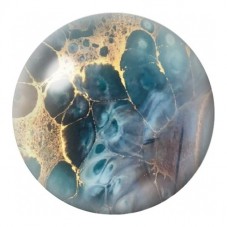 Cabochon en Verre Illustré Marbre Océanique Bleu et Or 12 à 25mm pour la Création de Bijoux Fantaisie - DIY